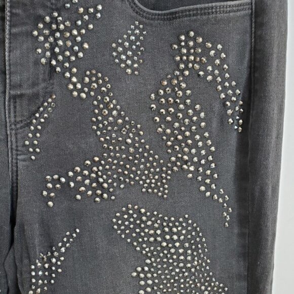 L'AGENCE Margot High-Rise Leopard-Crystal Skinny Jeans, Dark Graphite - Picture 4 of 6